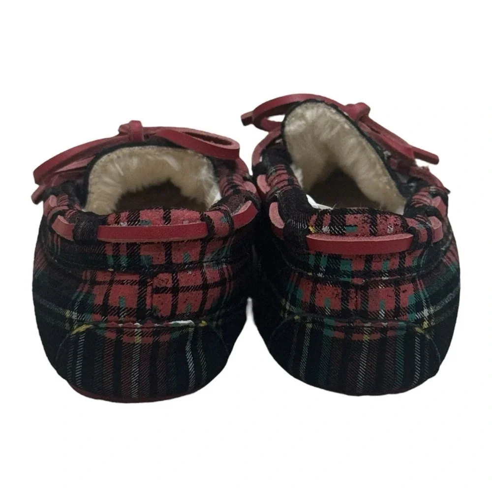 Crewcuts Plaid Holiday Winter Moccasin Leather Upper Faux Fur Kid's Size 12‎